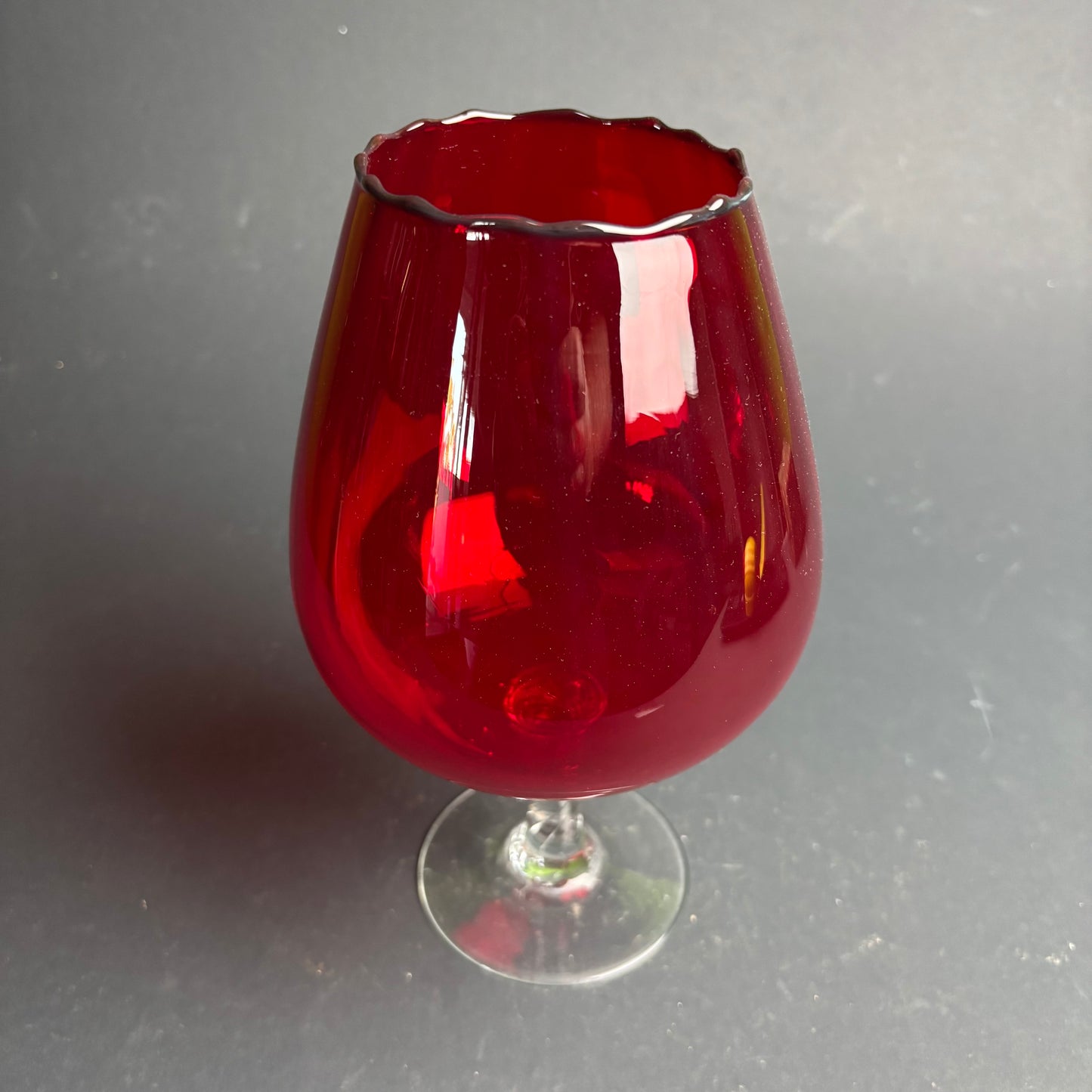 Large Ruby Glass Brandy Balloon Goblet