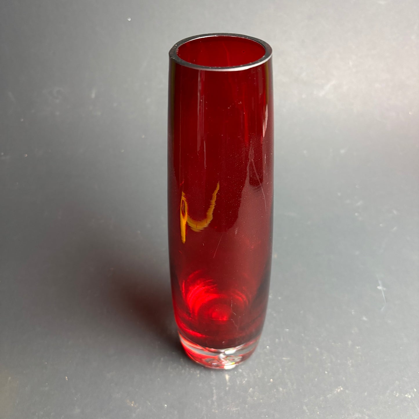 Tall Ruby Glass Bud Vase – Heavy Base