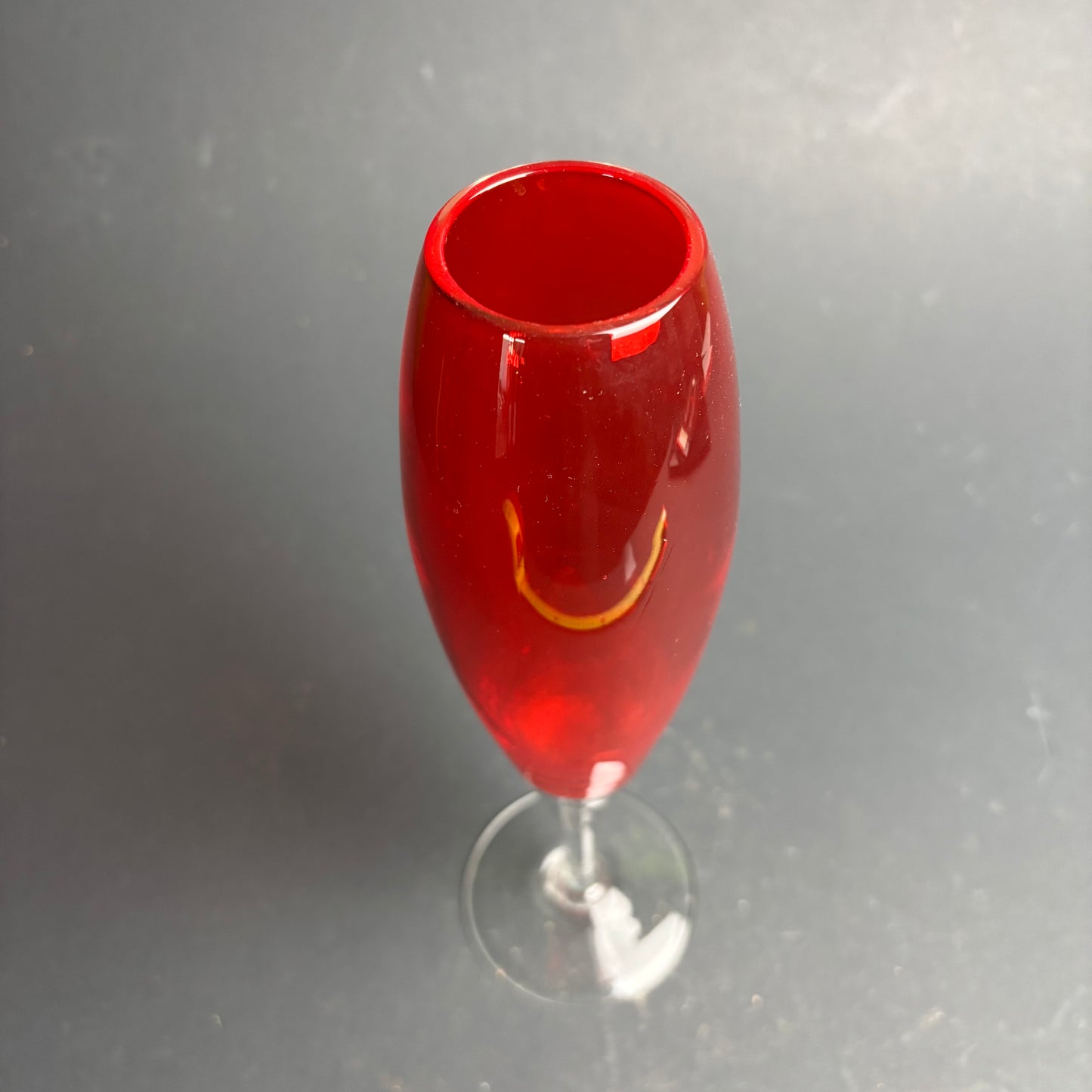 Tall Ruby Glass Stem Vase / Champagne Flute