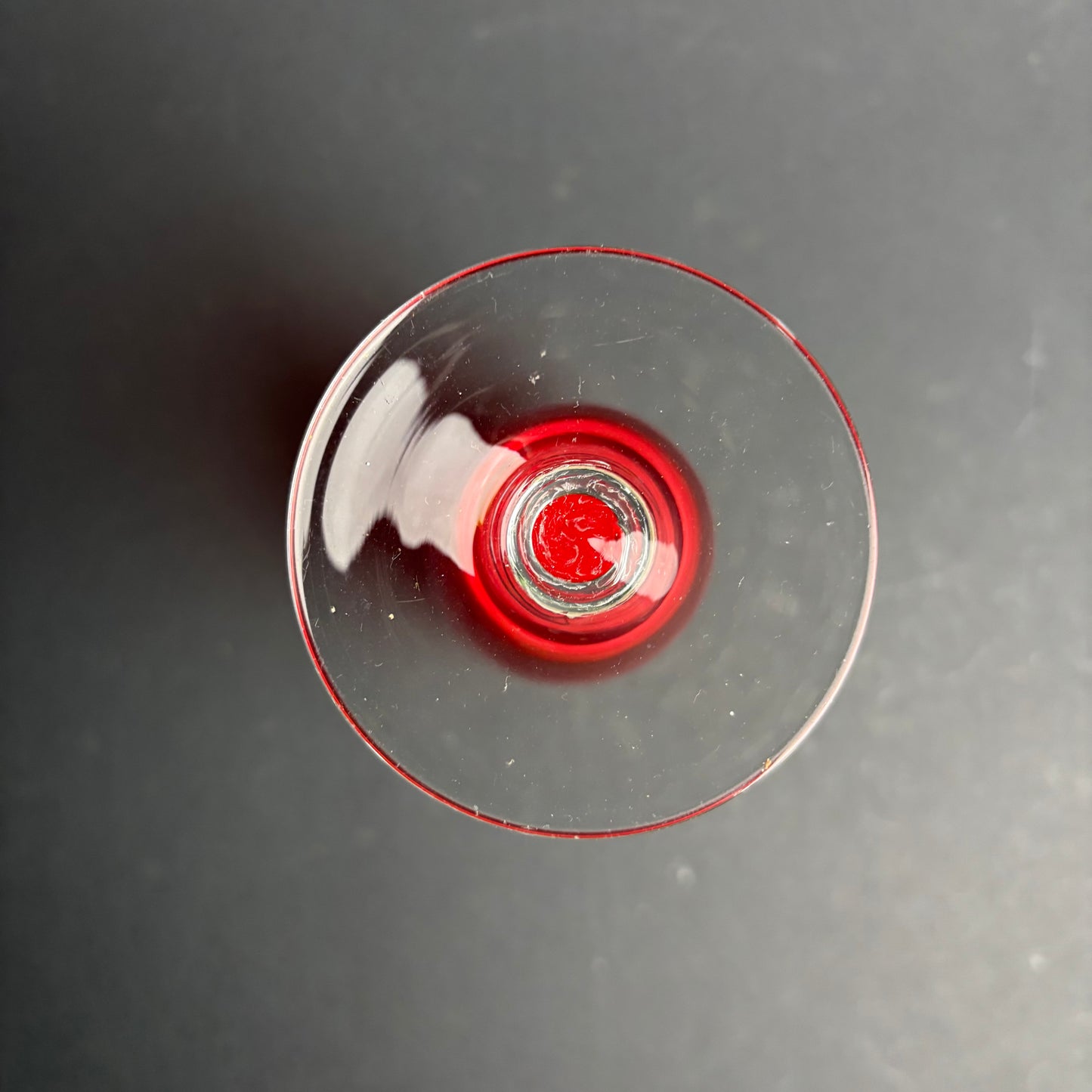 Tall Ruby Glass Stem Vase / Champagne Flute