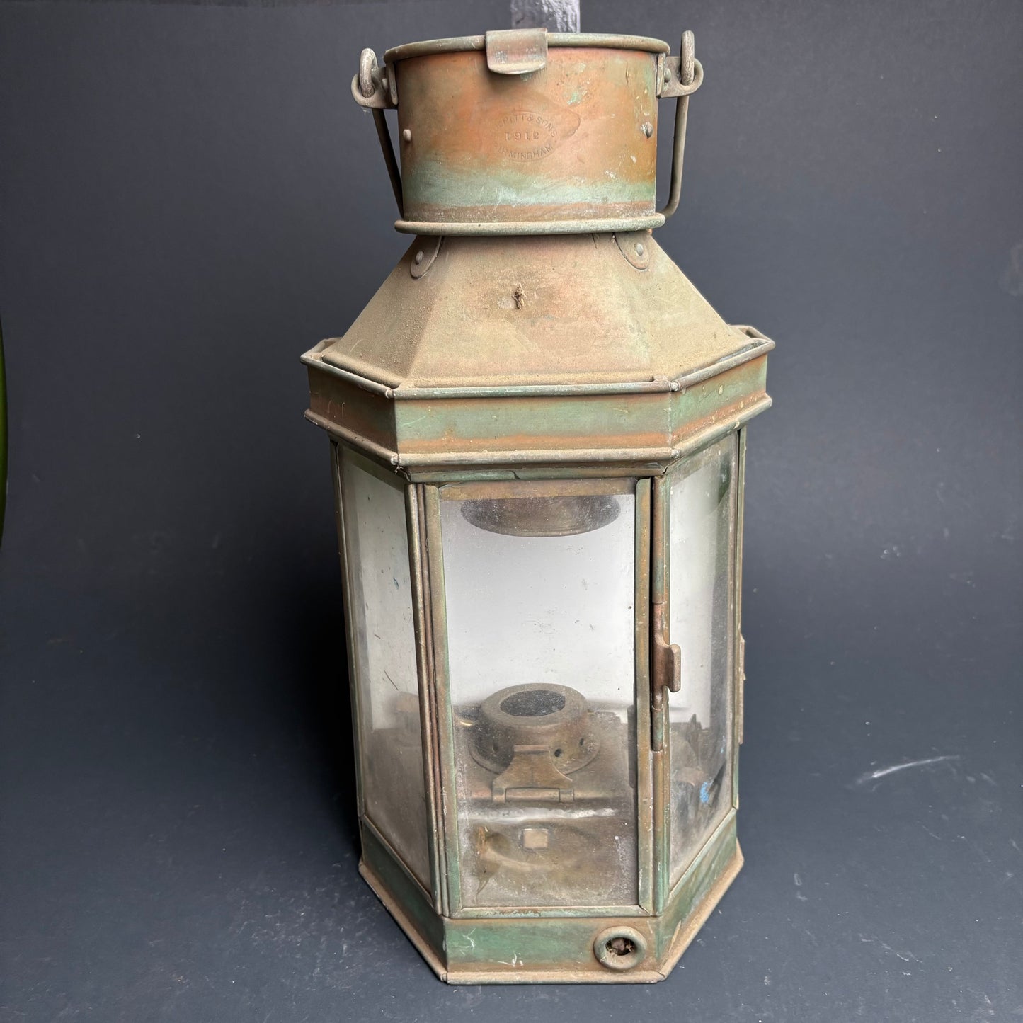 Antique Bulpitt & Sons Lantern 1912 Birmingham – Brass Railway / Carriage Lamp