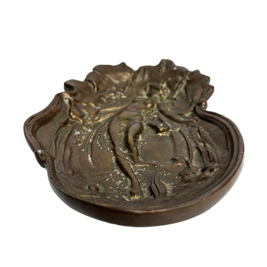 Art Nouveau Bronze Bowl with Nymph