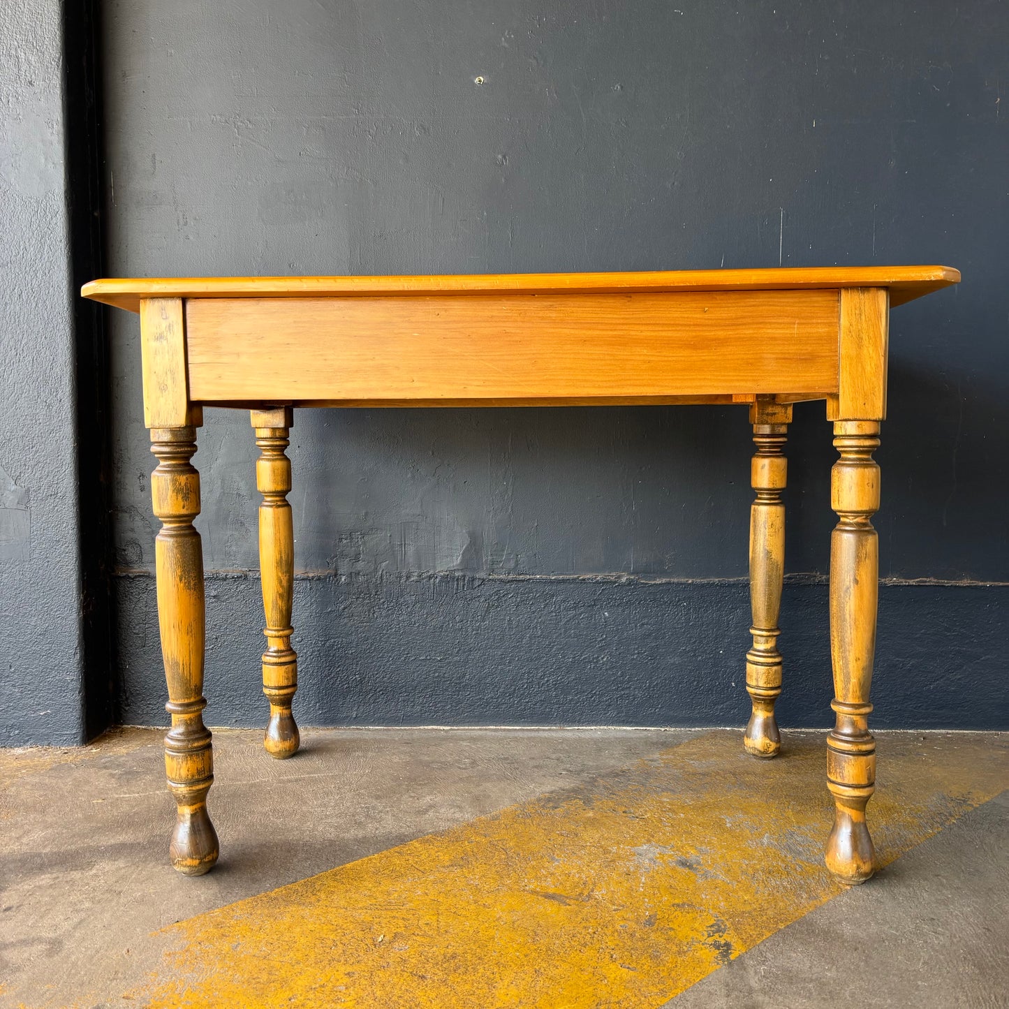 Vintage Baltic Pine Farmhouse Table with Turned Legs