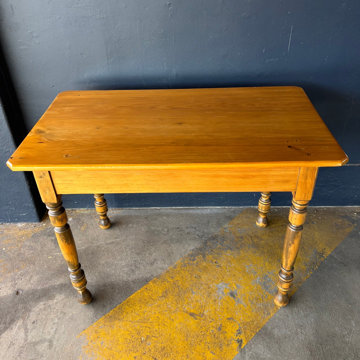 Vintage Baltic Pine Farmhouse Table with Turned Legs