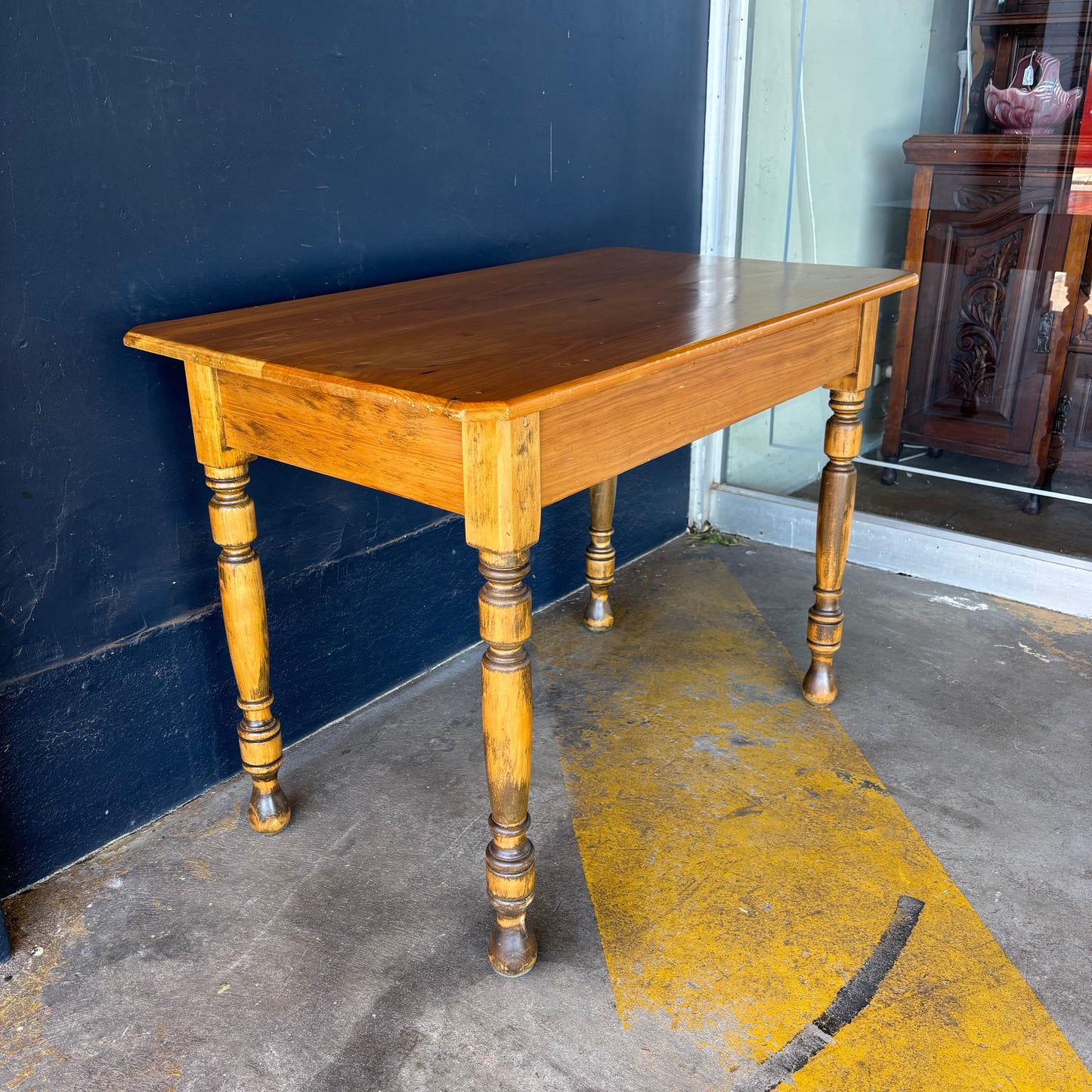 Vintage Baltic Pine Farmhouse Table with Turned Legs