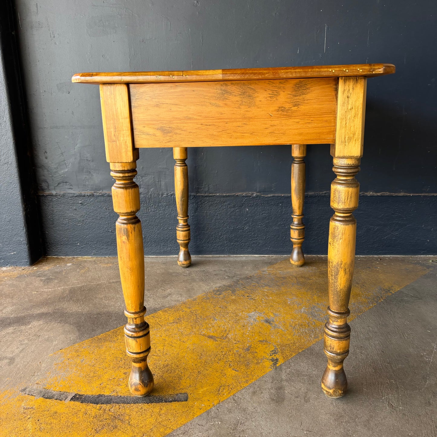 Vintage Baltic Pine Farmhouse Table with Turned Legs