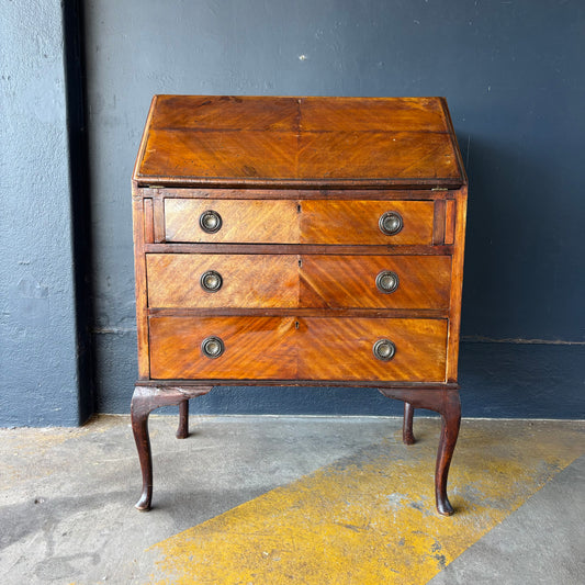Antique Queen Anne Style Mahogany Writing Bureau with Fitted Interior