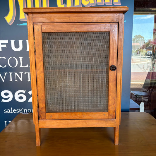 Antique Pine Meat Safe / Coolgardie Safe – Ventilated Mesh Food Cabinet