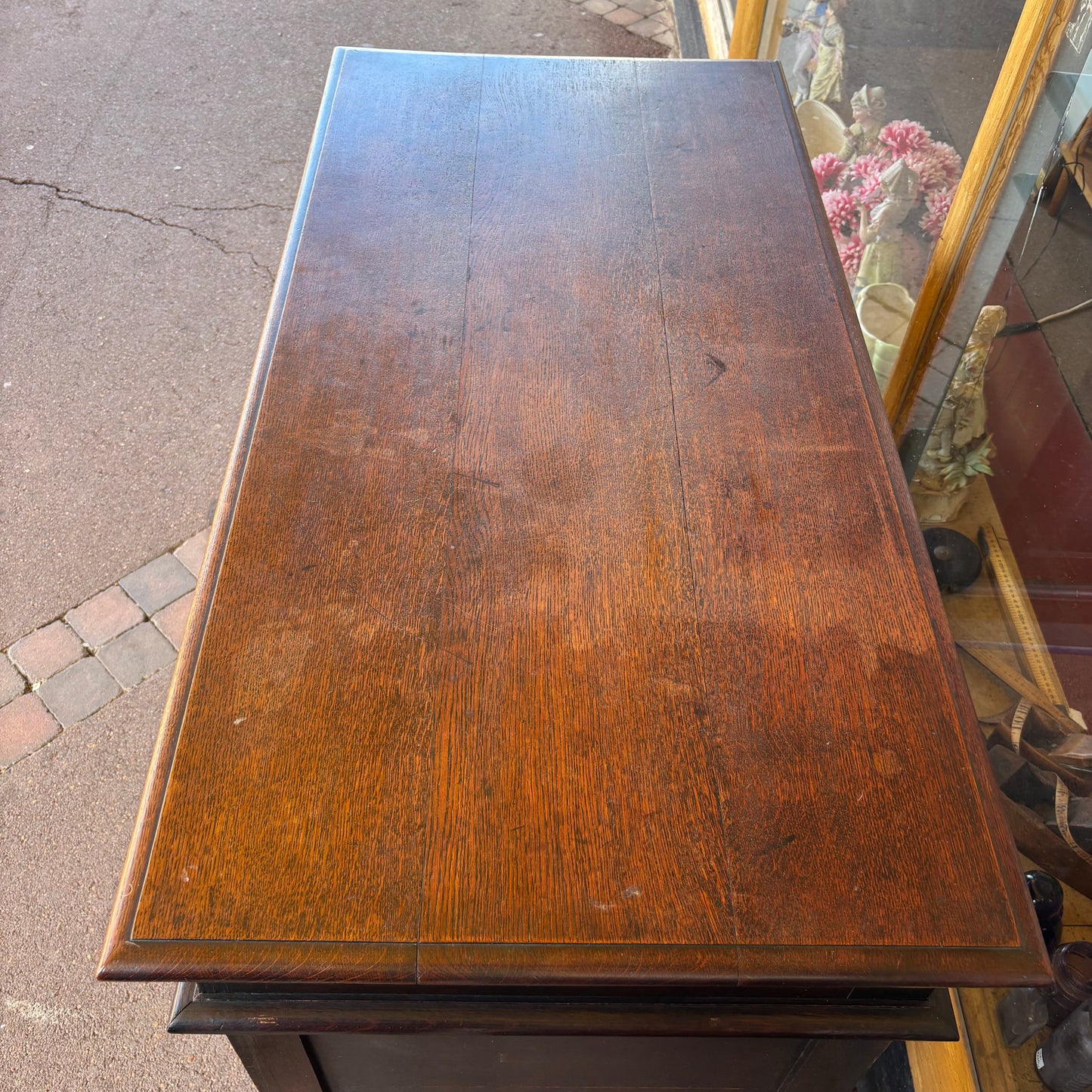 Antique Victorian Carved Oak Desk – Pedestal Writing Desk