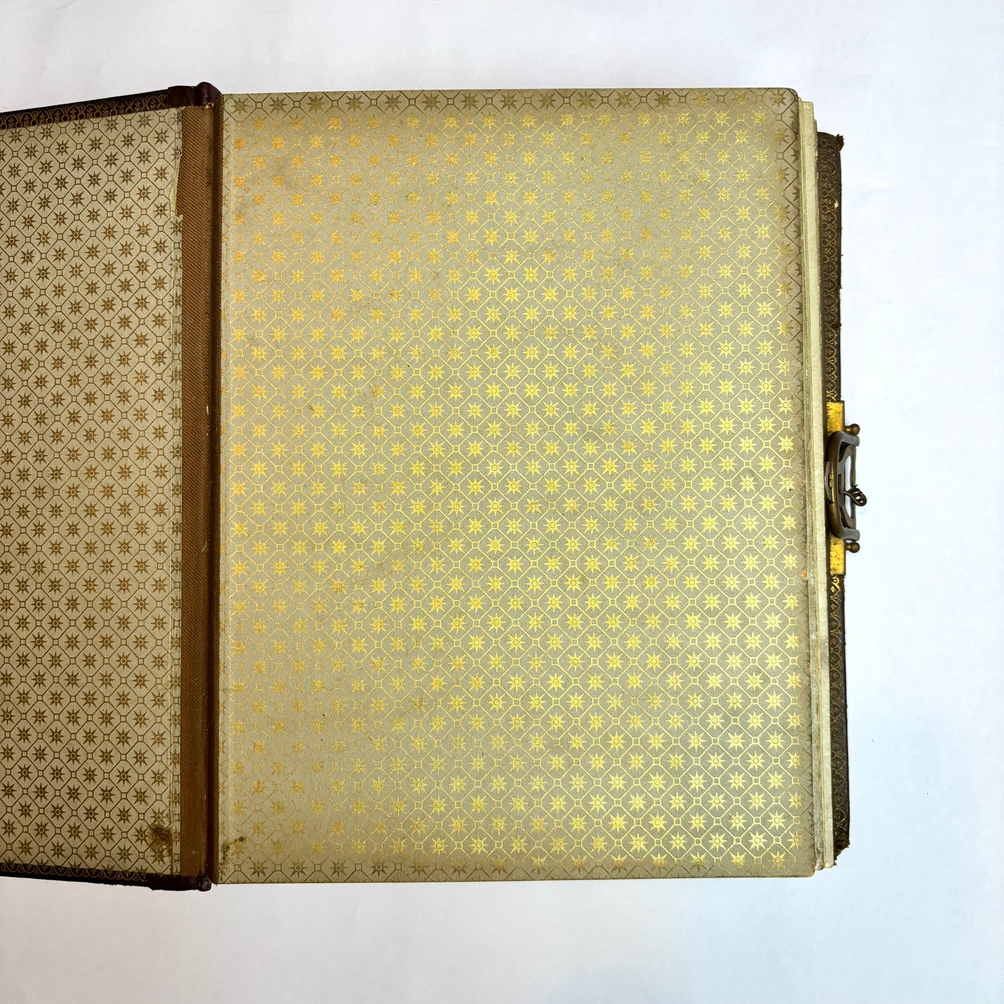 Antique Victorian Musical Photo Album c.1880 — Gilt Leather with Working Brass Clasp