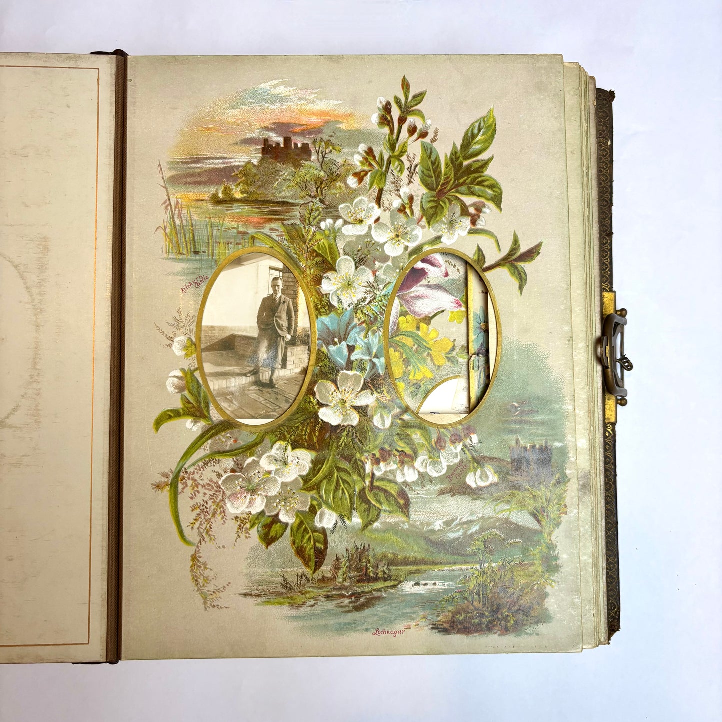 Antique Victorian Musical Photo Album c.1880 — Gilt Leather with Working Brass Clasp