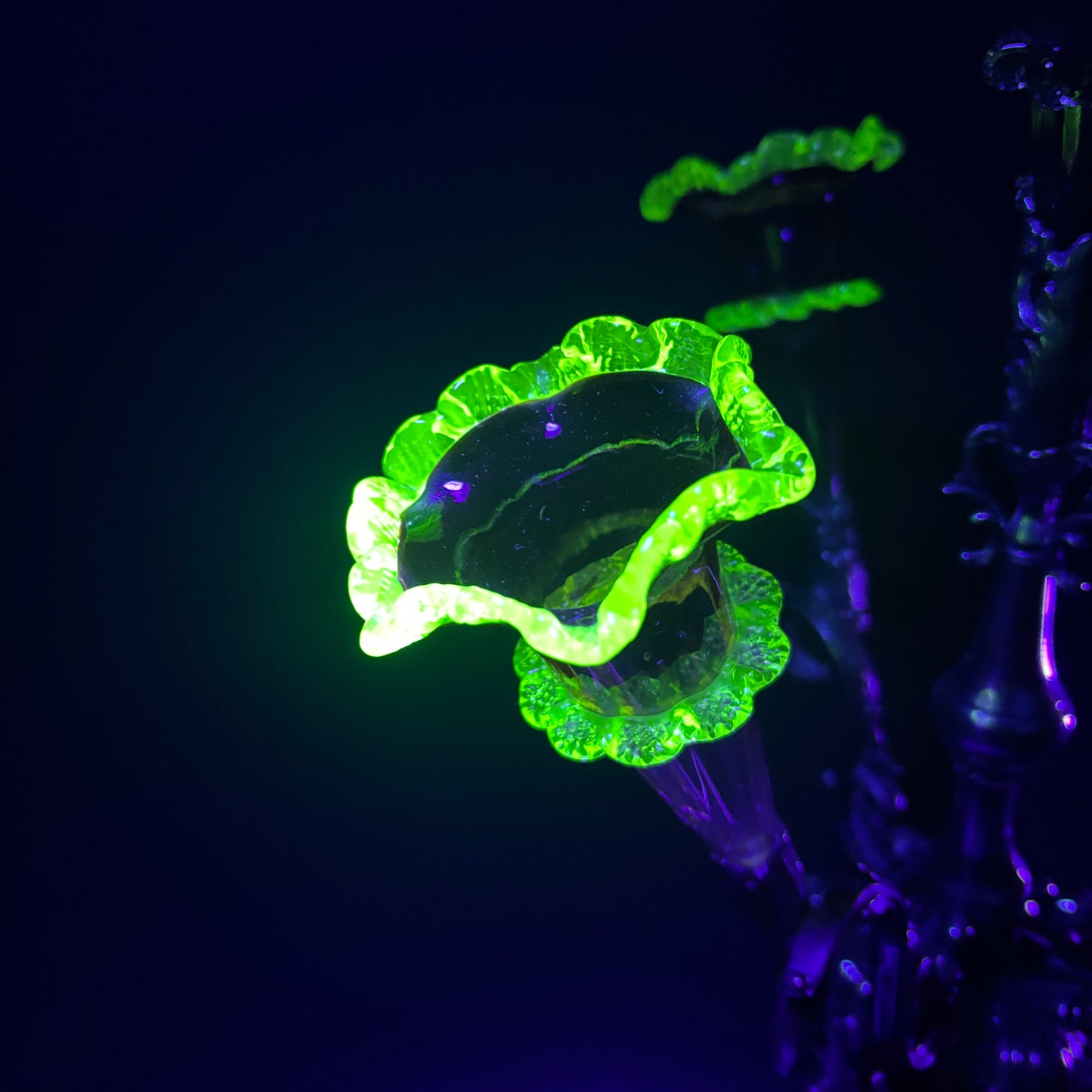 Victorian Cranberry & Uranium Glass Epergne with Silver Plate Base