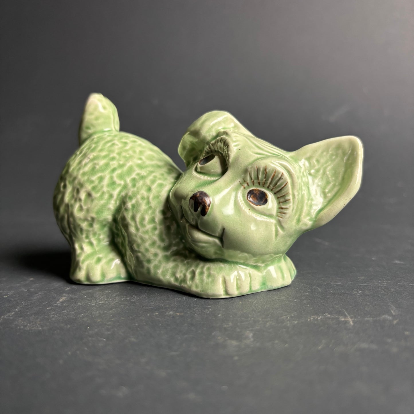 Sylvac England Green Terrier Dog Figurine Mid Century