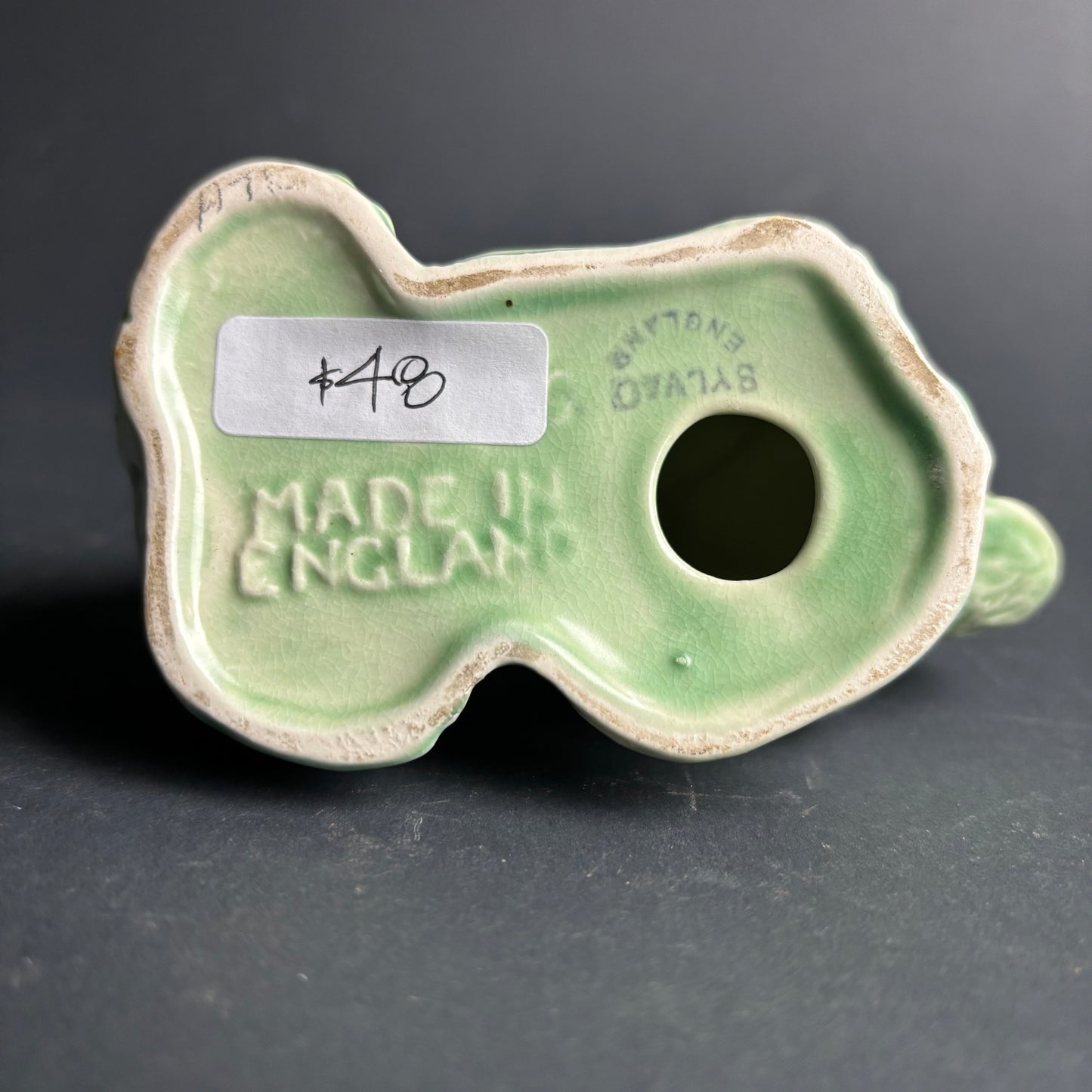 Sylvac England Green Terrier Dog Figurine Mid Century