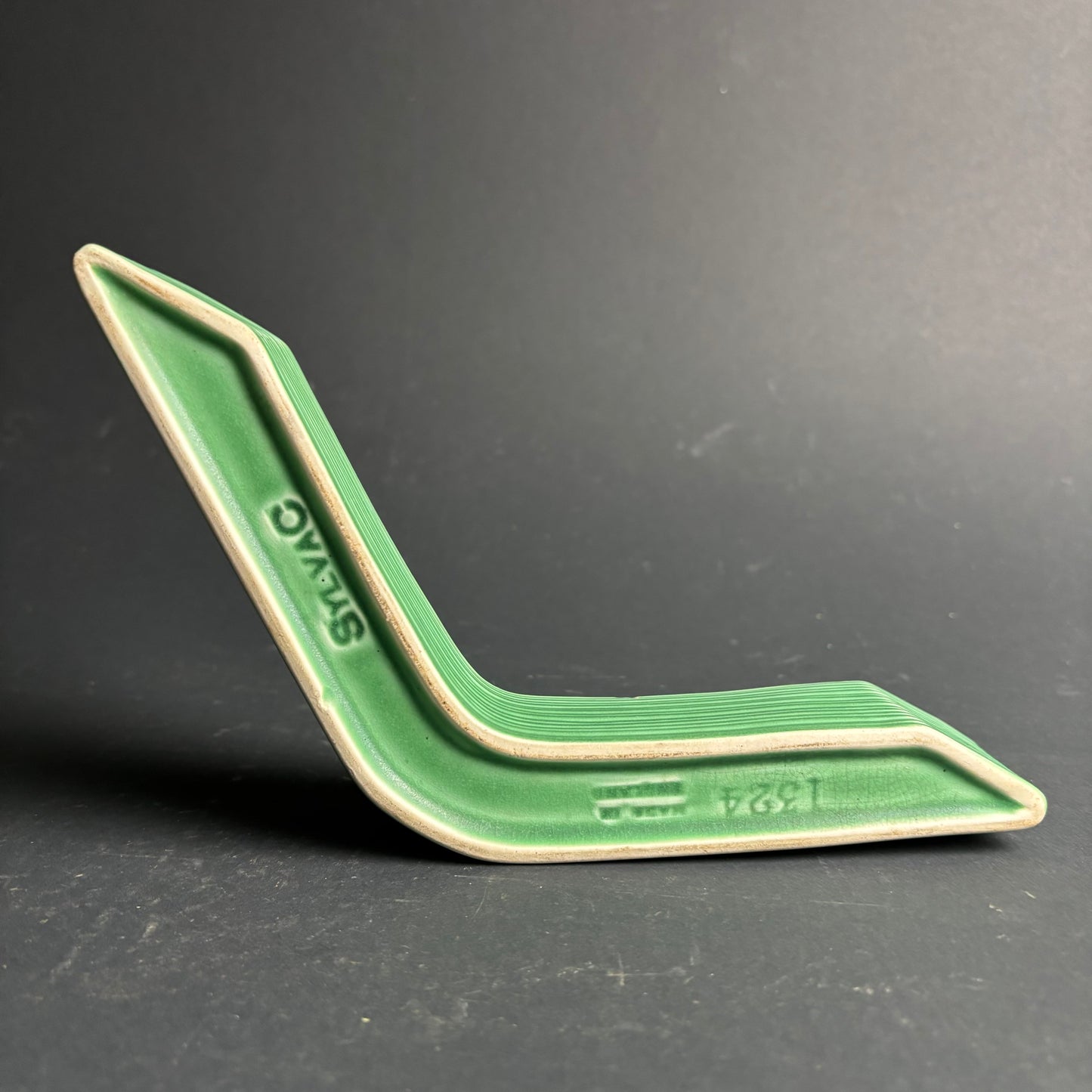 Sylvac England Corner Planter Vase Model 1324 Green Ribbed Mid Century