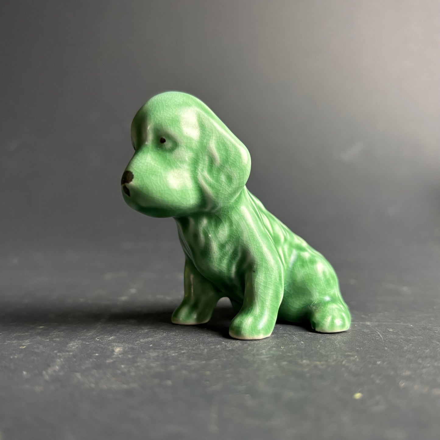 Sylvac England Green Puppy Figurine Small Dog Vintage