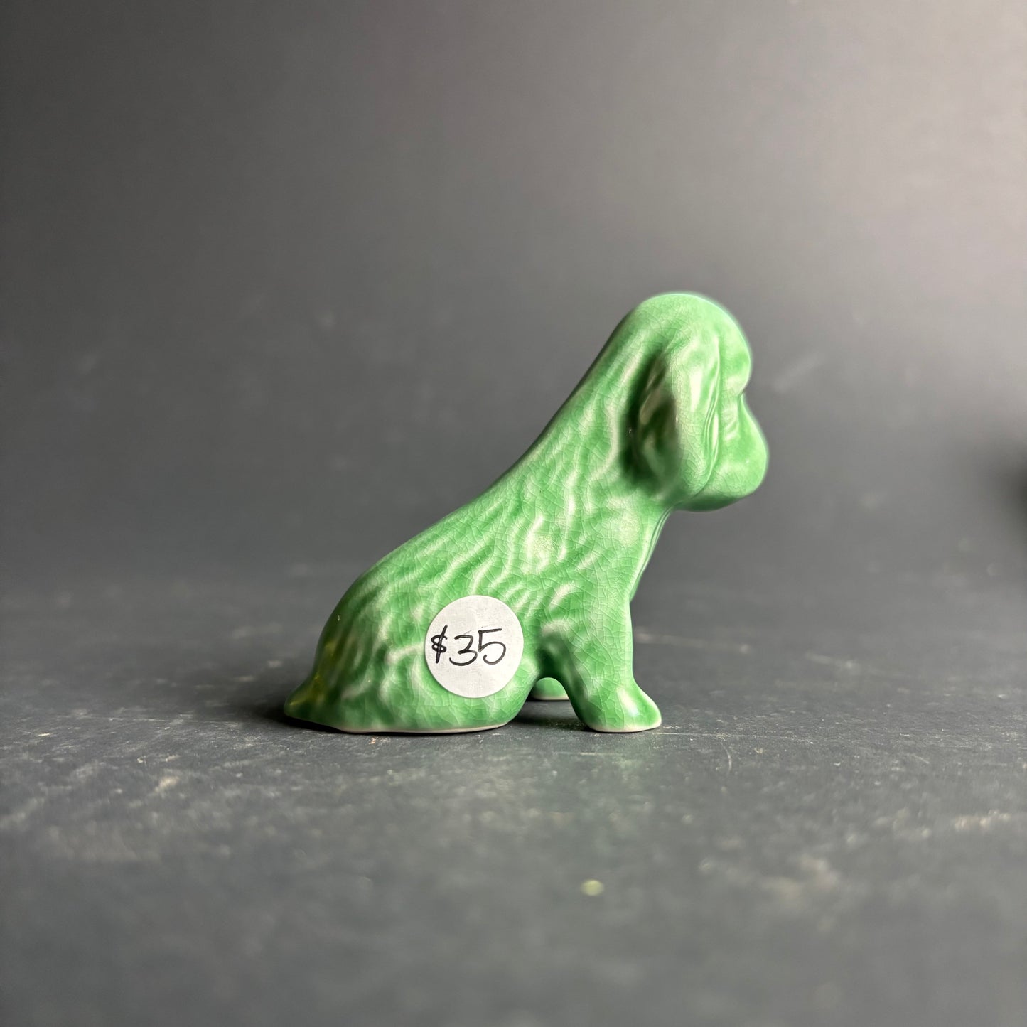 Sylvac England Green Puppy Figurine Small Dog Vintage