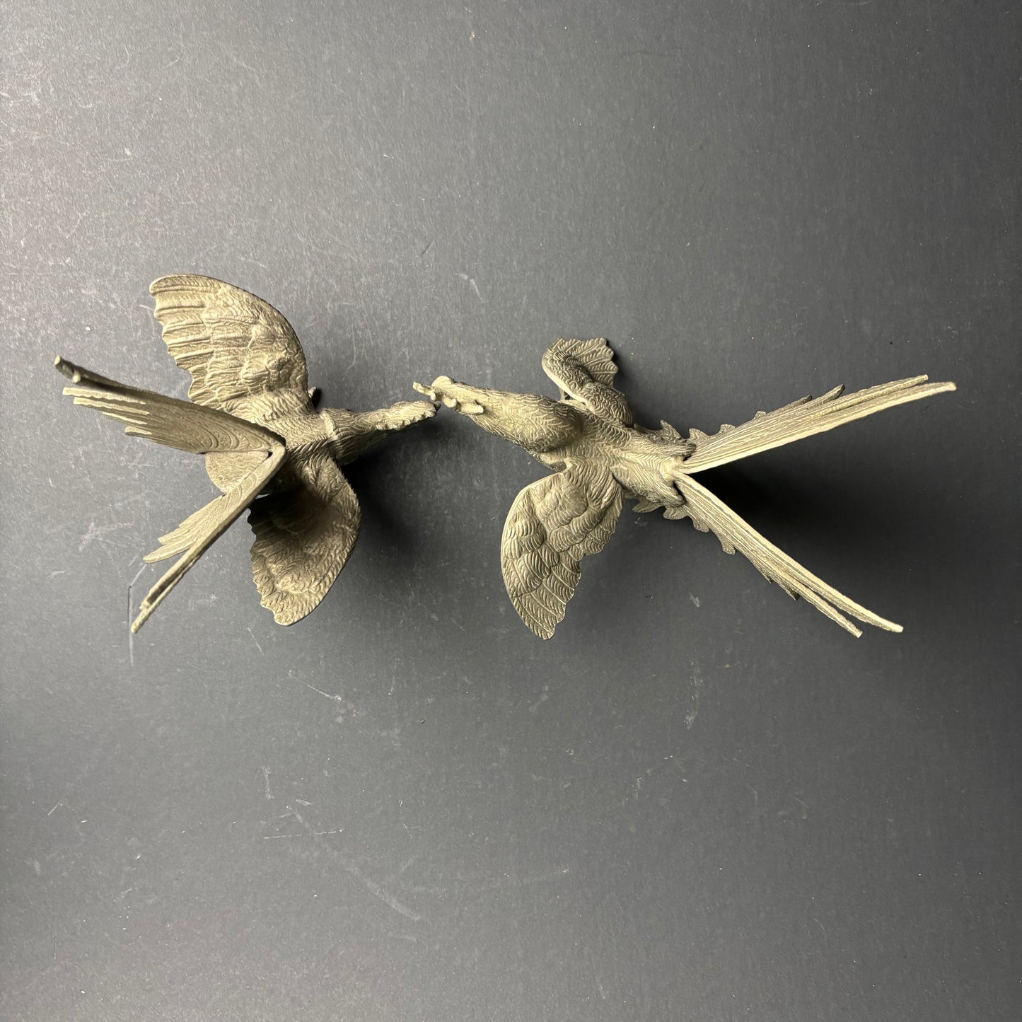 Vintage Cast Metal Fighting Rooster Figurines – Pair