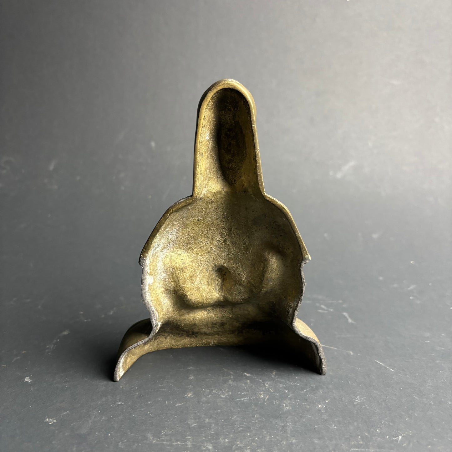 Vintage Cast Metal Seated Guanyin Figure – Brass Tone Buddhist Sculpture