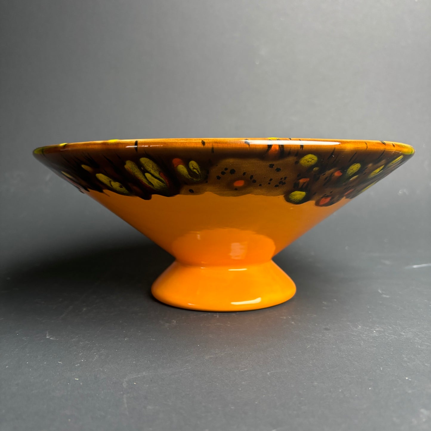Vintage Drip Glaze Pedestal Bowl – Mid-Century Australian Studio Pottery
