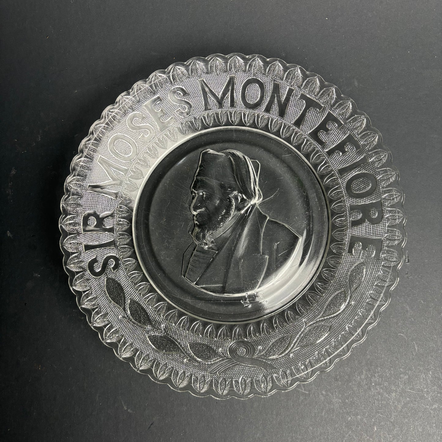 Sir Moses Montefiore Commemorative Glass Plate – Victorian Pressed Glass