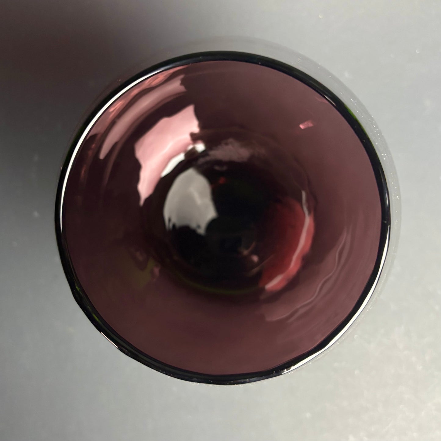 Large Vintage Amethyst Over Green Art Glass Goblet Vase – Cased Glass