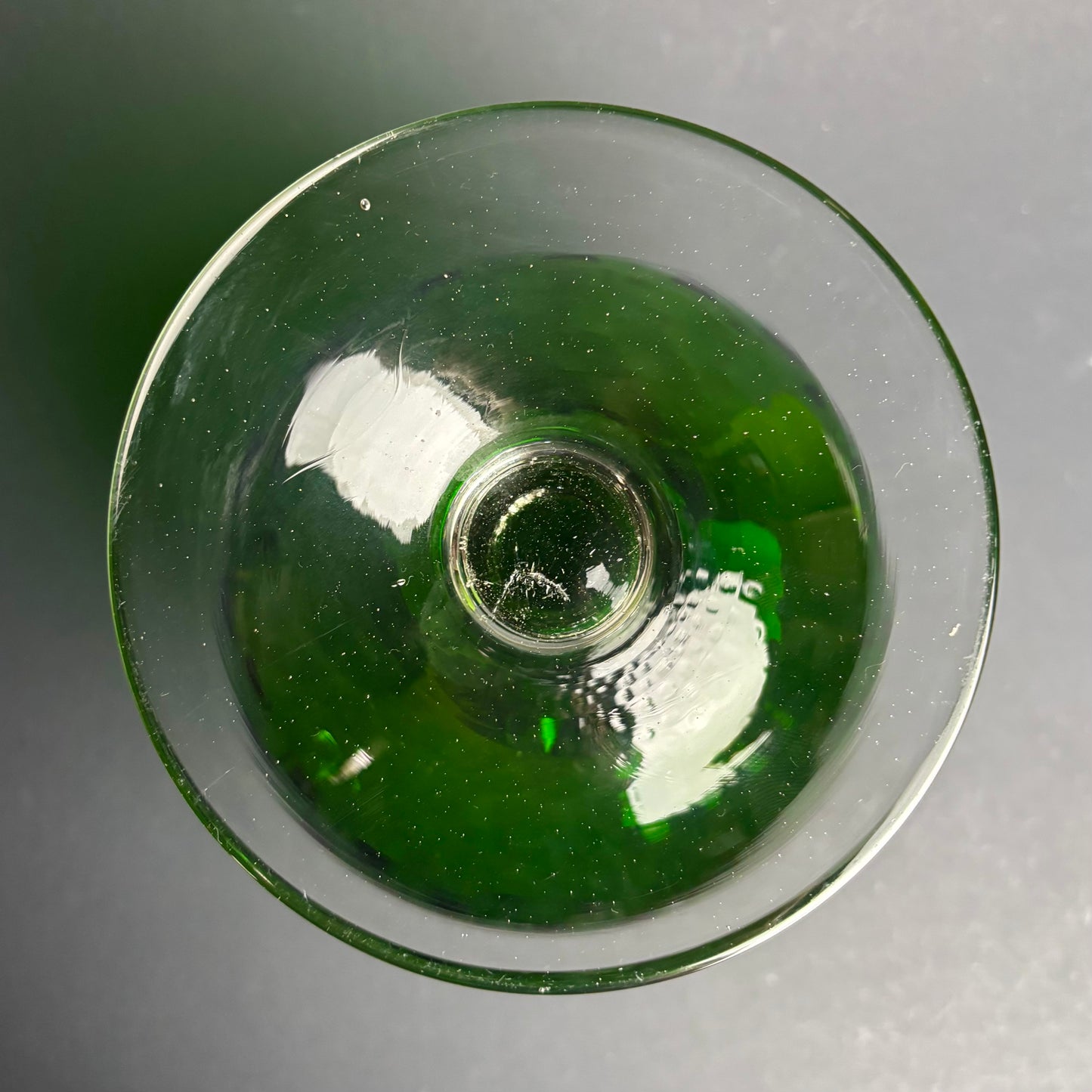 Large Vintage Emerald Green Art Glass Goblet Vase – Hand Blown Style with Organic Rim