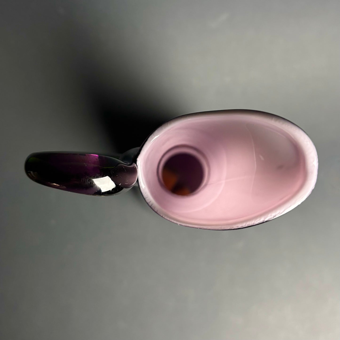 Vintage Empoli Amethyst Cased Glass Ewer Jug with Applied Handle – Tall Italian Art Glass