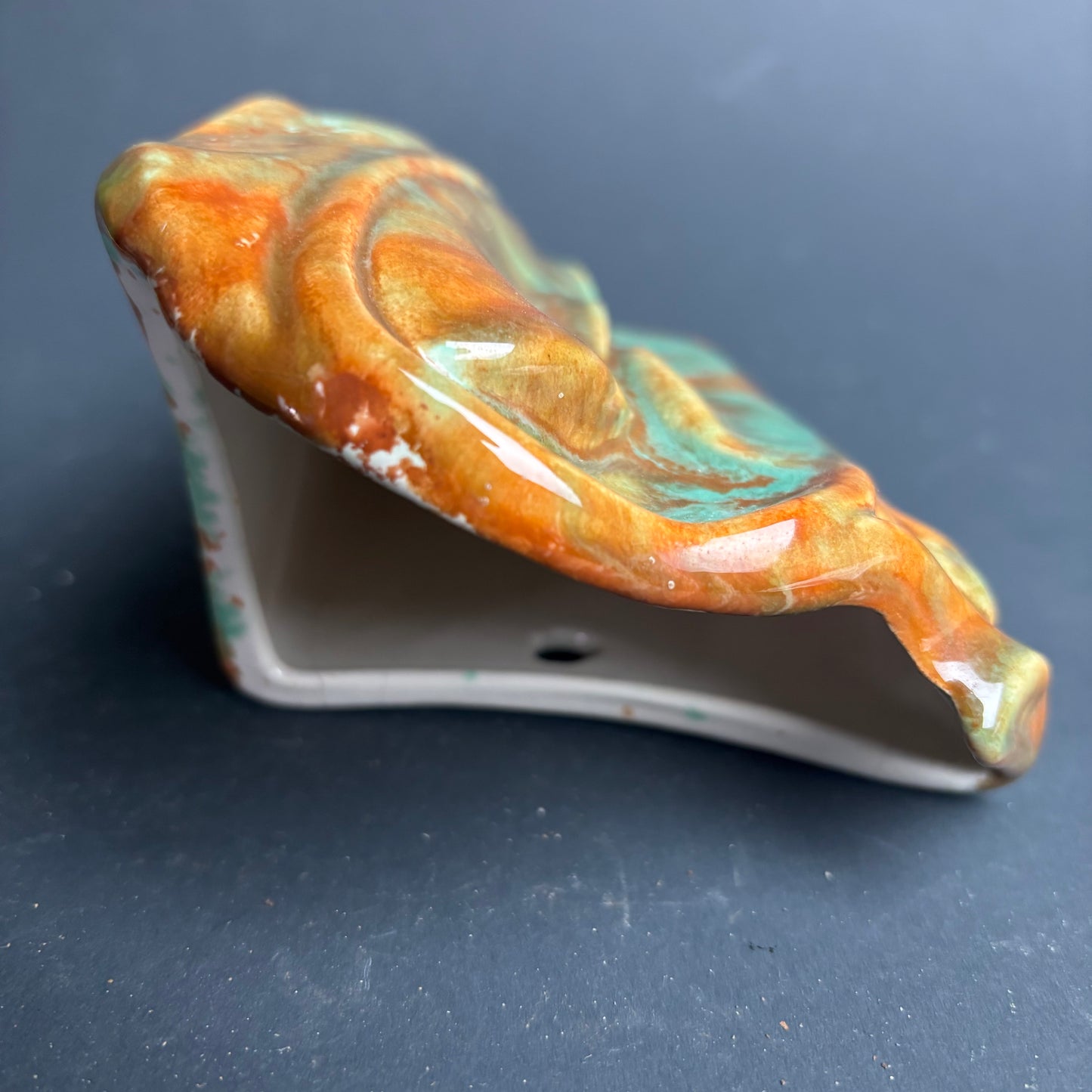 Australian Studio Pottery Wall Pocket – Drip Glaze Mid-Century