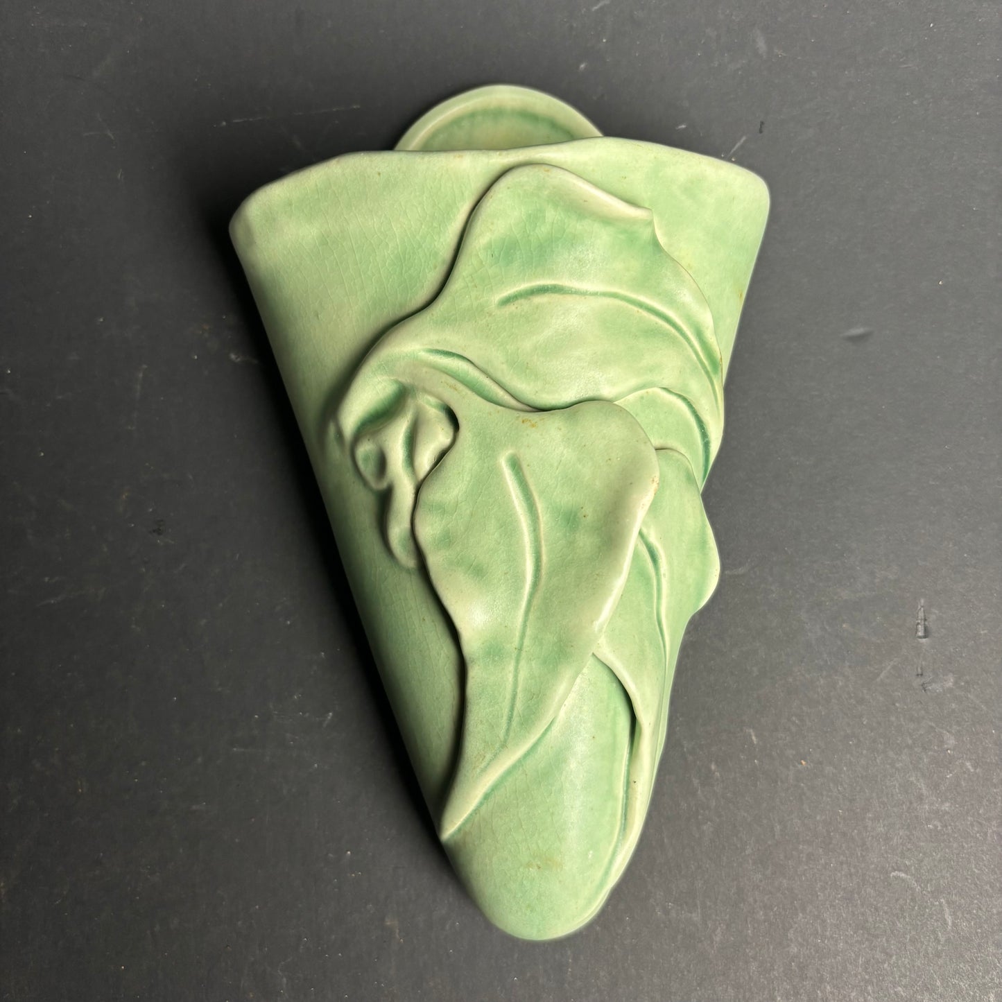 Mid Century Australian Pottery Wall Pocket – Green Matte Glaze
