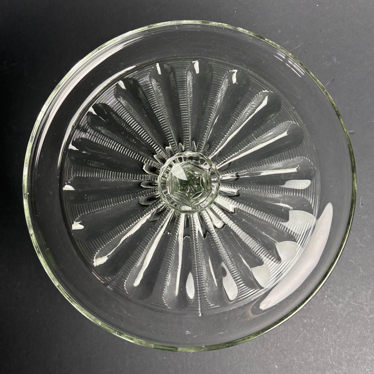 Vintage Glass Cake Stand – Faint Uranium Glow Under UV