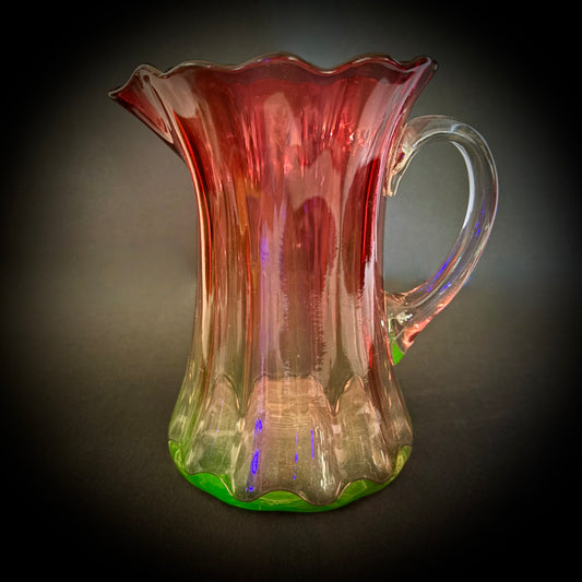 Victorian Rubina Verde Uranium Glass Jug