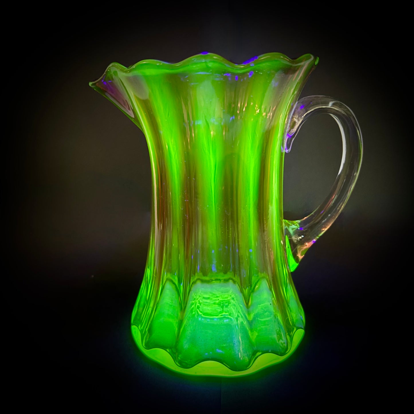 Victorian Rubina Verde Uranium Glass Jug