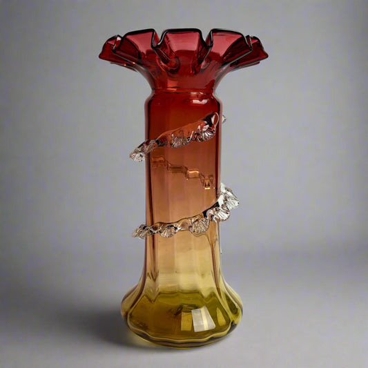 Victorian Amberina Glass Vase