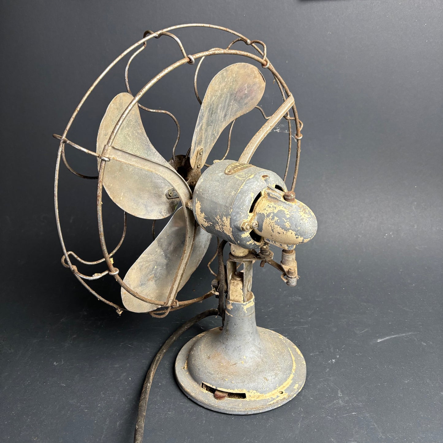 Vintage Limit Electric Desk Fan Australia Brass Blades Cage Industrial