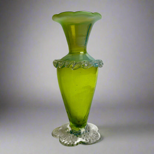 Victorian Green Kralik vase, slight uranium glow