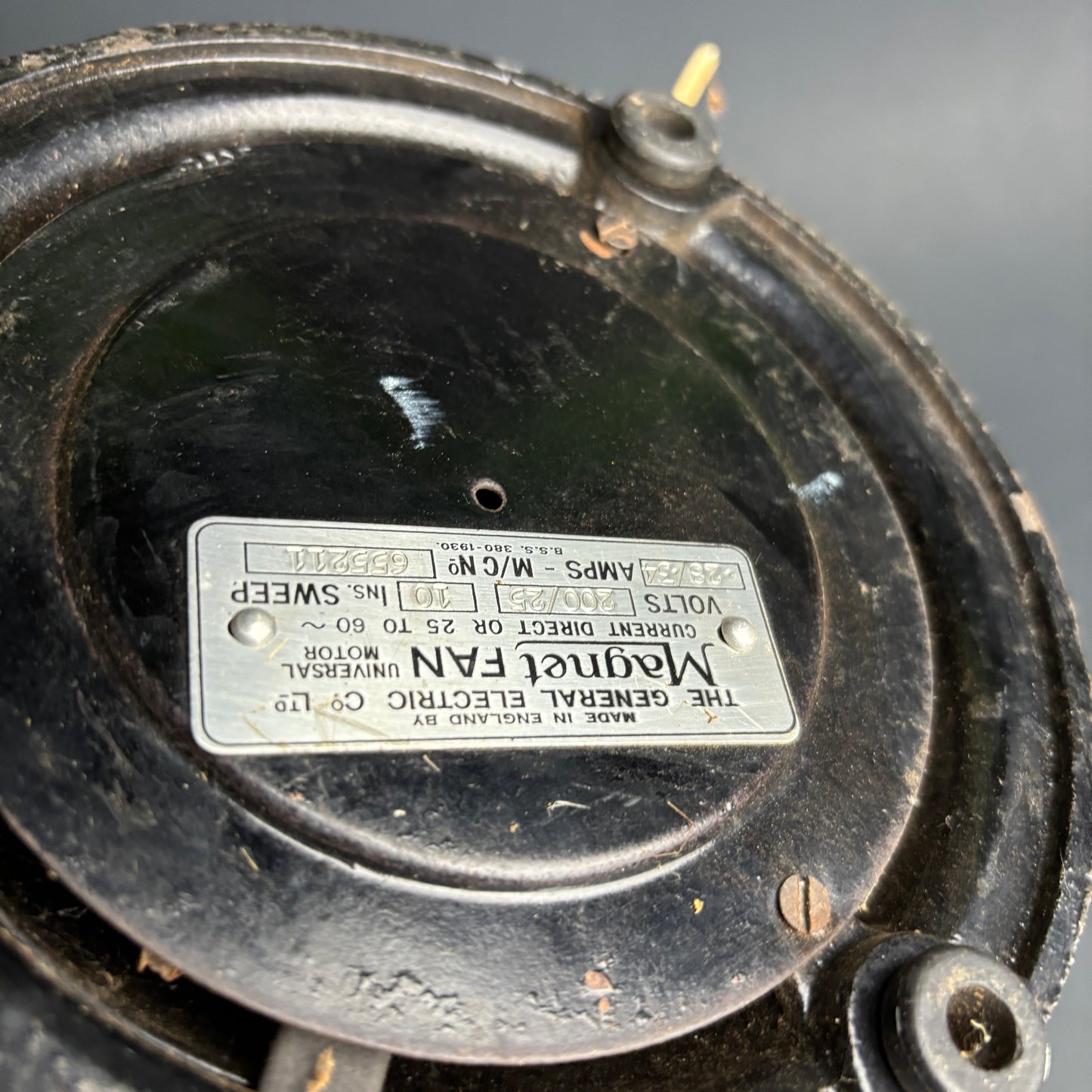 Vintage Magnet Fan General Electric Co Ltd England Brass Blade Desk Fan