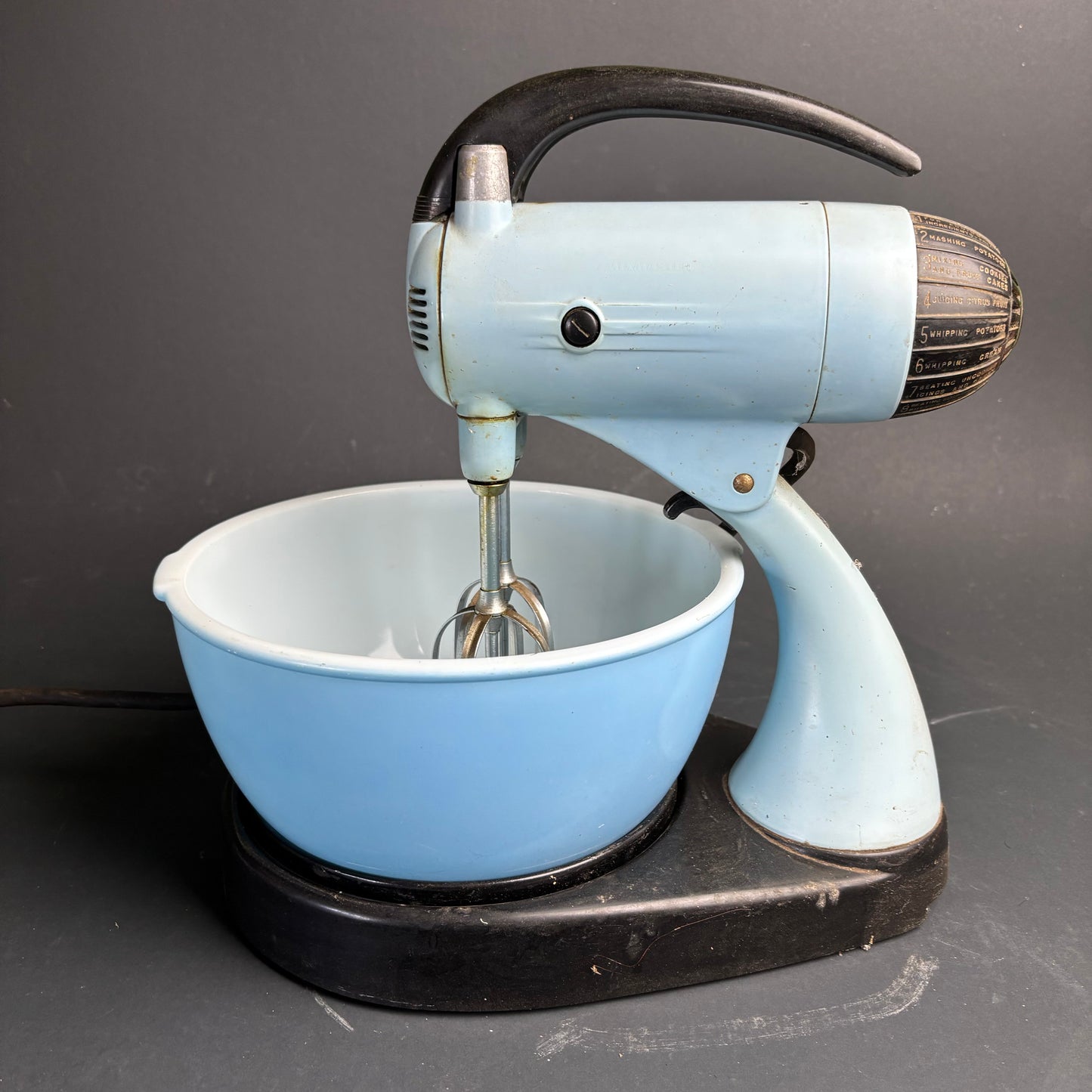 Vintage Sunbeam Mixmaster Stand Mixer Blue w Bowl Retro Kitchen