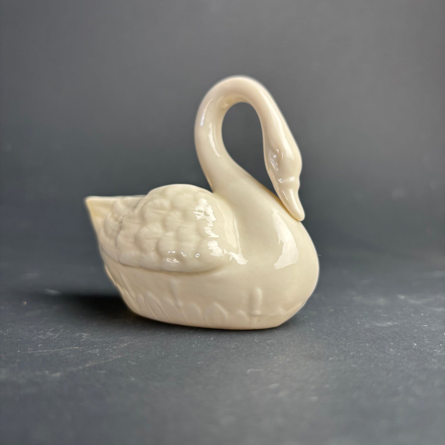 Belleek Ireland Swan Open Salt / Trinket Dish – Cream Glaze