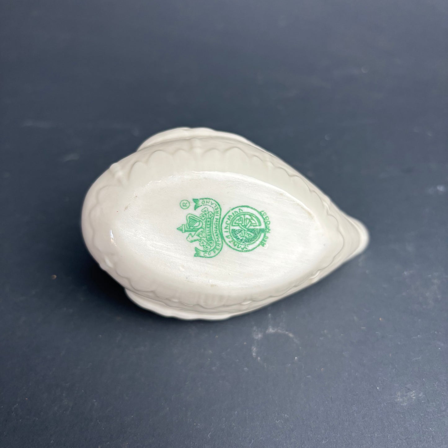 Belleek Ireland Swan Open Salt / Trinket Dish – Cream Glaze