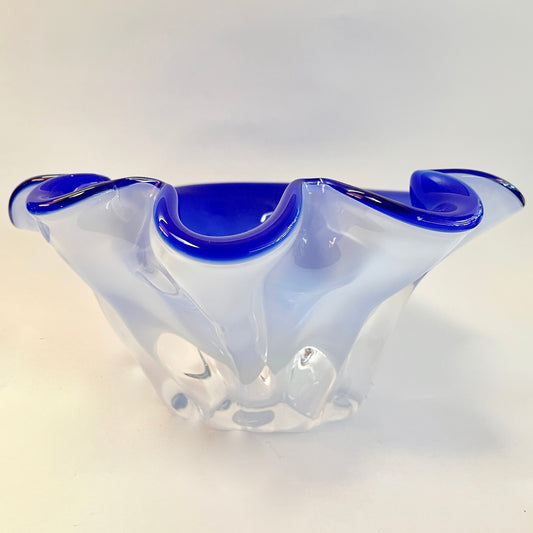Thick, Heavy Blue Art Glass Bowl