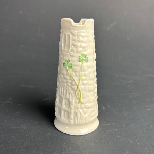 Belleek Ireland Shamrock Spill Vase – Cream Glazed Irish Porcelain
