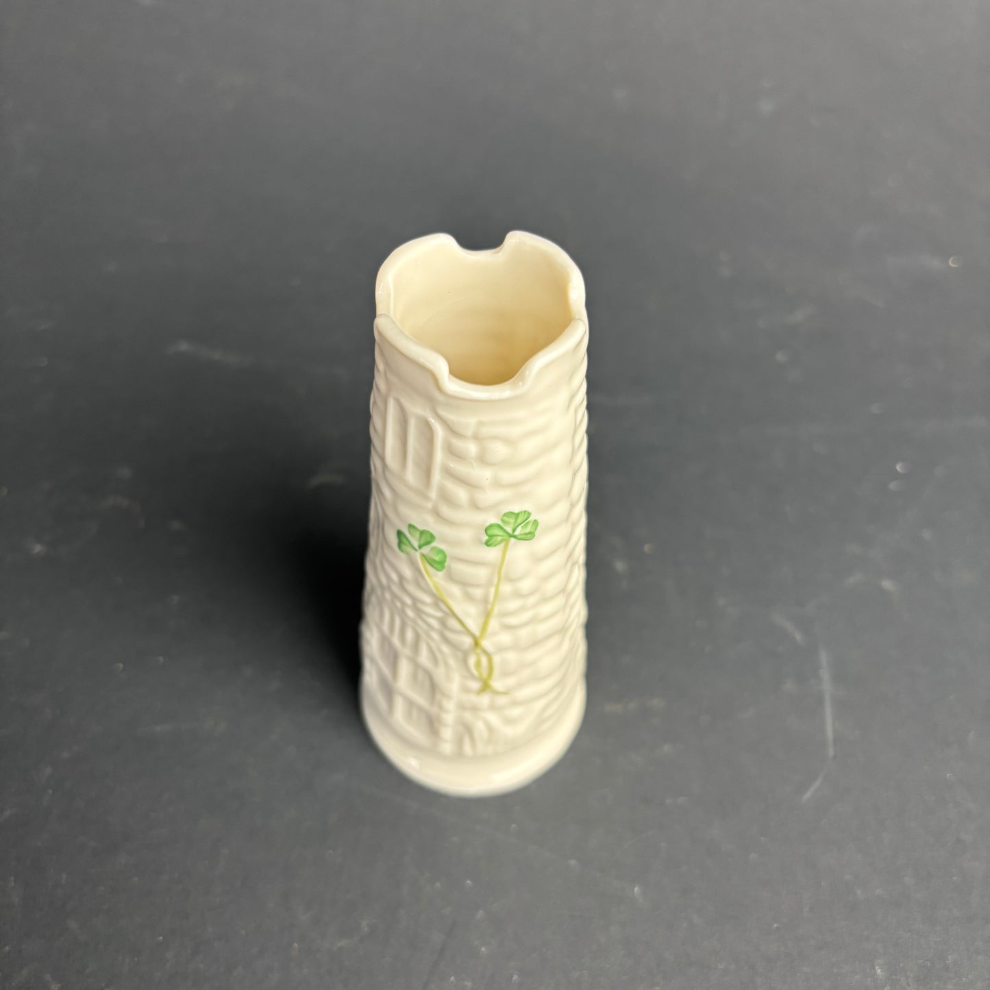 Belleek Ireland Shamrock Spill Vase – Cream Glazed Irish Porcelain