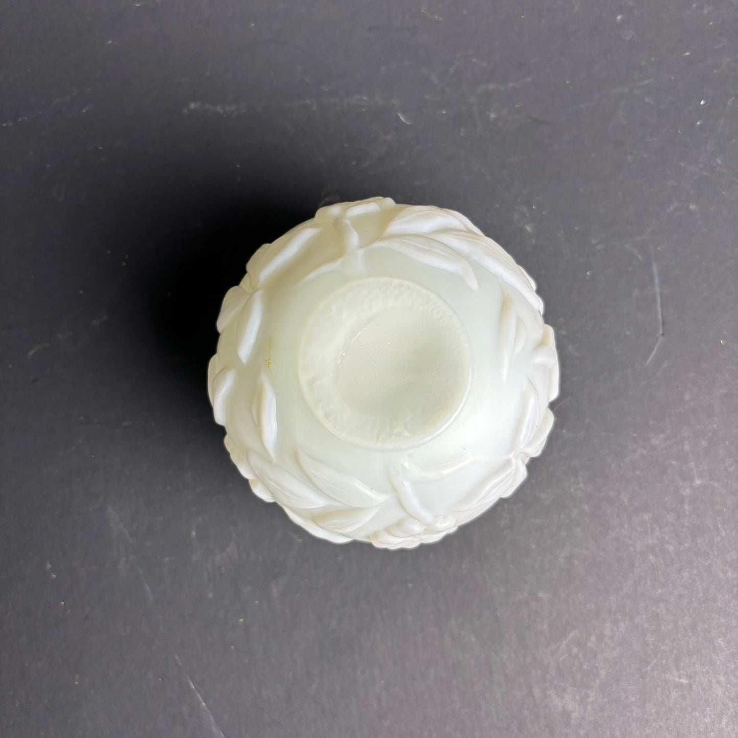 Vintage Green Cased Glass Vase – Victorian Revival Style – Floral Relief