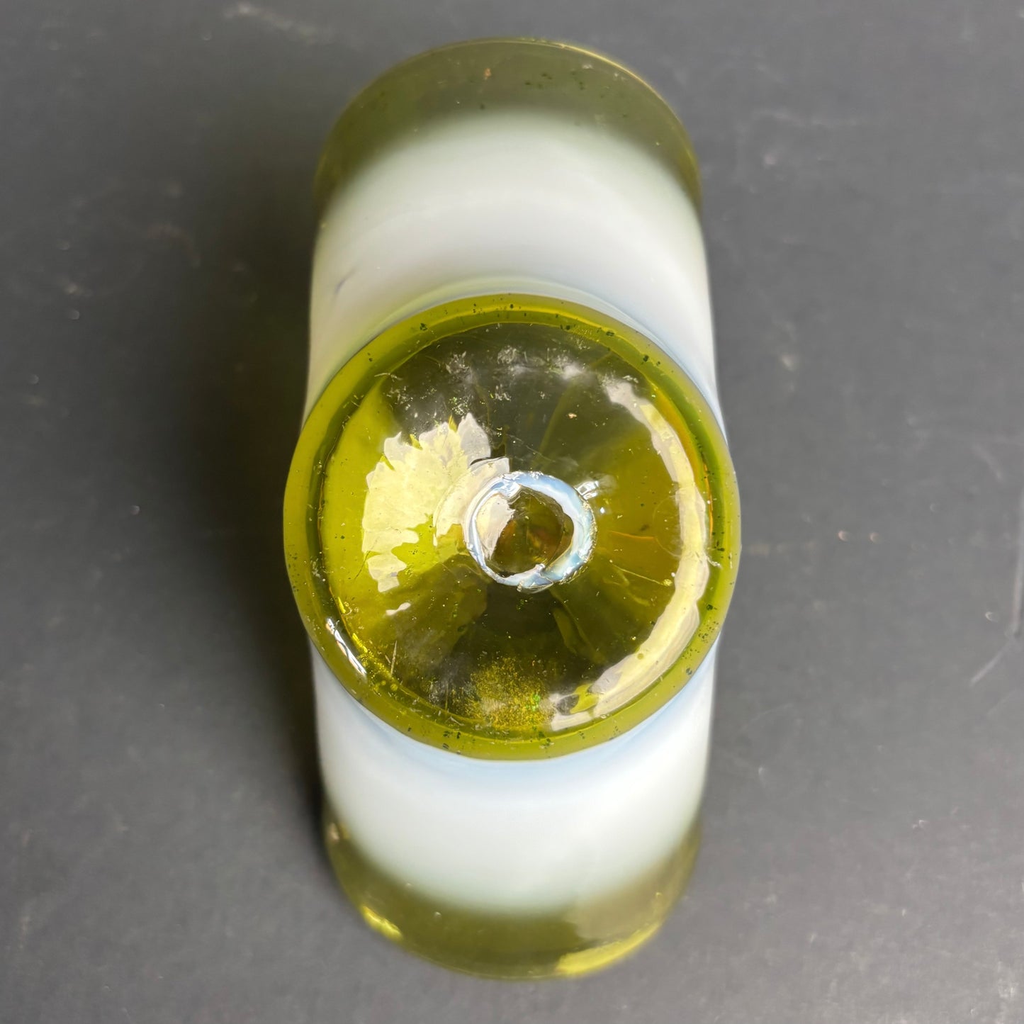 Vintage Vaseline Glass Basket – Cased Art Glass – Applied Handle