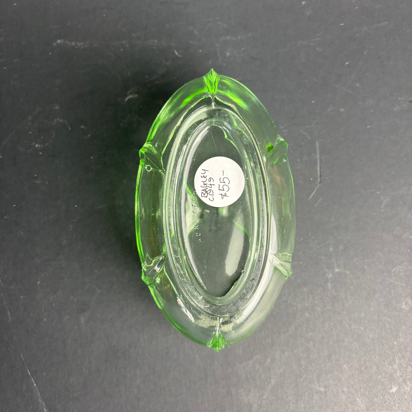 Bagley Green Glass Bowl – 4 Point Console Dish