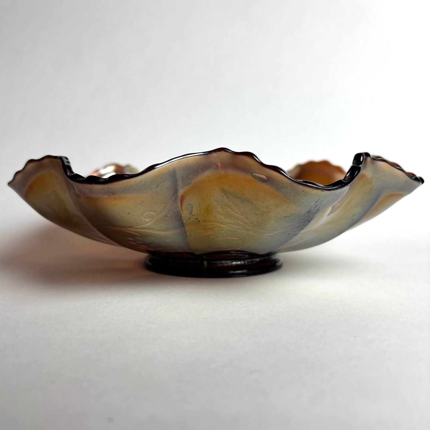 Dugan Amethyst Grape Carnival Glass Bowl