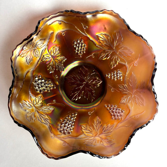 Dugan Amethyst Grape Carnival Glass Bowl