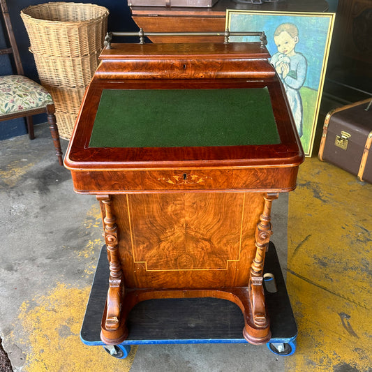Victorian Burr Walnut Davenport Desk with Pop-Up Stationery Cabinet c.1860–1880