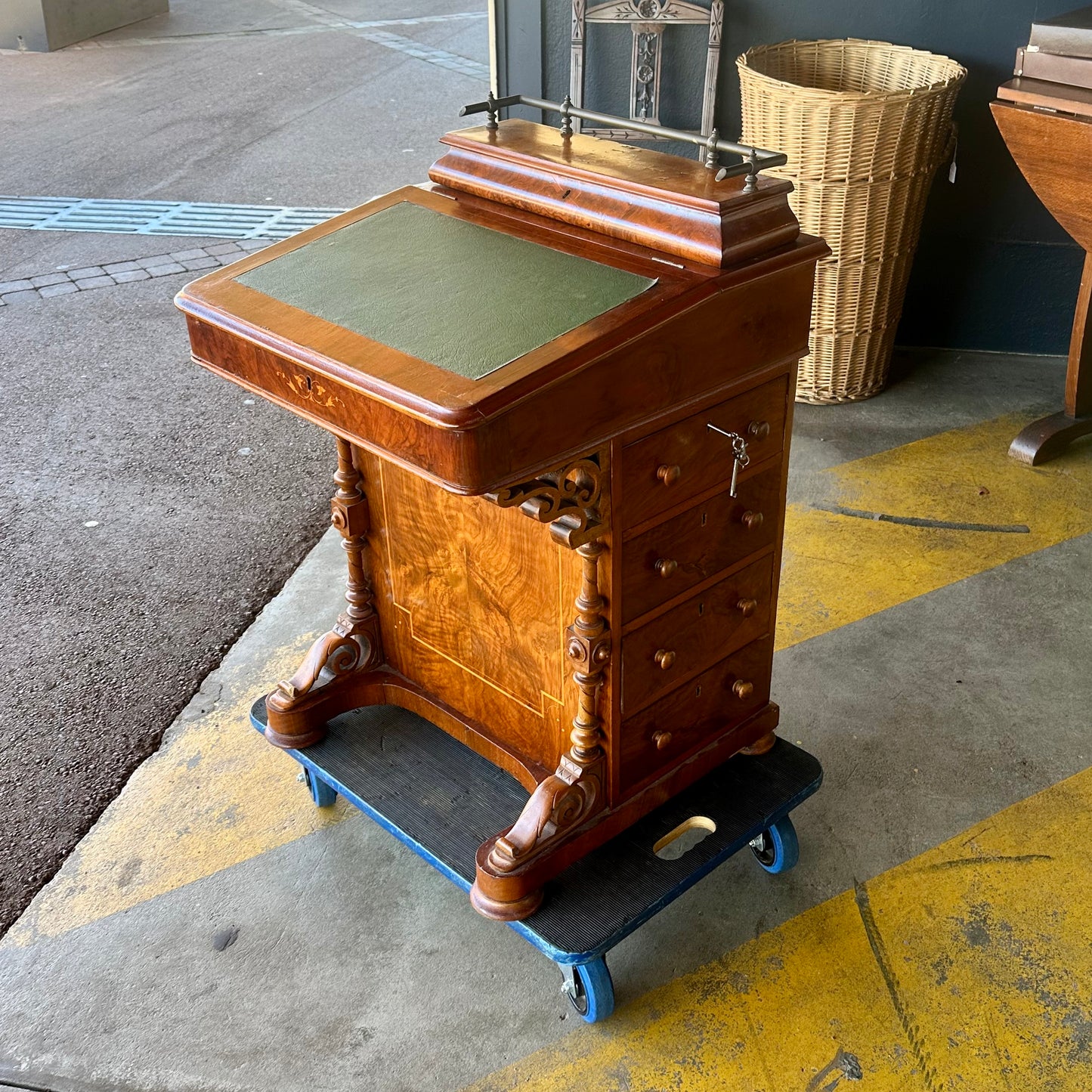 Victorian Burr Walnut Davenport Desk with Pop-Up Stationery Cabinet c.1860–1880